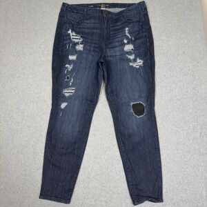 Lane Bryant Womens Skinny Jeans Dark Wash Distressed Ripped Size 22 Casual